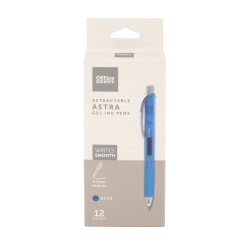 Office Depot® Brand Astra Retractable Gel Ink Pens, Medium Point, 0.7 mm, Blue Barrel, Blue Ink, Pack Of 12 Pens