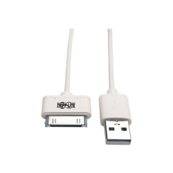 Tripp Lite 3ft USB/Sync Charge Cable 30-Pin Dock Connector for Apple White 3' - First End: 1 x Type A Male USB - Second End: 1 x Apple Dock Connector Male Proprietary Connector - MFI - White