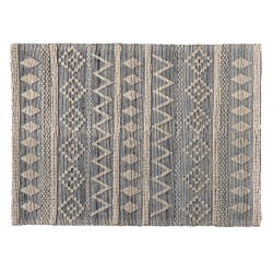 Baxton Studio Callum Handwoven Wool Blend Area Rug, 5-1/4' x 7-1/2', Ivory/Blue