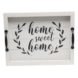 Elegant Designs Salento LED Light Up Wooden Serving Tray With Metal Handles, 2-1/2"H x 12"W x 15-1/2"D, Gray Wash