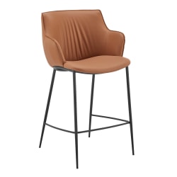 Eurostyle Ronja Faux Leather Counter Stool With Back, Cognac/Black