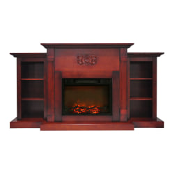 Cambridge® Sanoma Electric Fireplace With Built-In Bookshelves And Charred Log Insert, Cherry