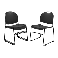 Commercialine Multipurpose Ultra-Compact Stack Chairs, Black, Set Of 4 Chairs