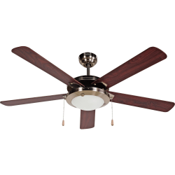 Black+Decker BCF5211 52-Inch 5-Bladed Pull Chain Brushed Nickel Ceiling Fan - 5 Blades - 52" Diameter - 3 Speed - Adjustable Airflow - Glass, Nickel