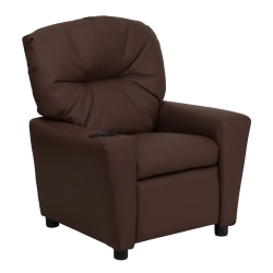 Flash Furniture Contemporary Kids Leathersoft Recliner Accent Chair With Cup Holder, Brown
