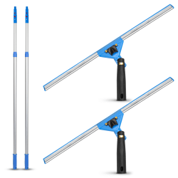 Gritt Commercial Swivel Window Squeegee And Telescopic Pole Window Washing Kit, 18" Squeegee/6' Pole, Multicolor, Pack Of 2 Kits