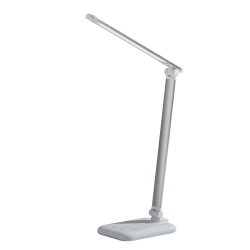 Adesso® Simplee Lennox LED Desk Lamp with USB Port, 16-1/4"H, Matte Silver Shade/Glossy White Base