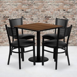 Flash Furniture Square Table And 4 Grid-Back Chairs, 30" x 30", Walnut