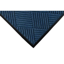 M+A Matting WaterHog Diamond Classic Mat, 4' x 10', Navy, Smooth backing