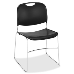 Lorell® Lumbar Support Polymer Seat, Polymer Back Stacking Chair, 19" Seat Width, Black Seat/Chrome Frame, Quantity: 4