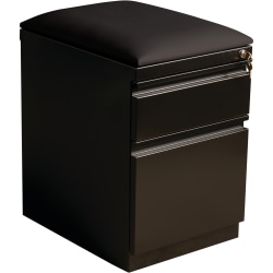Lorell® 19-7/8"D Vertical 2-Drawer Mobile Pedestal File Cabinet With Seat Cushion, Metal, Black