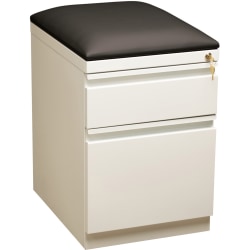 Lorell® 19-7/8"D Vertical 2-Drawer Mobile Pedestal File Cabinet With Seat Cushion, Metal, White