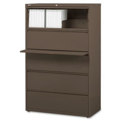 Lorell® Fortress 42"W Lateral 5-Drawer File Cabinet, Metal, Gray