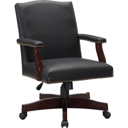 Lorell® Berkeley Traditional Ergonomic Bonded Leather Executive Chair, Black