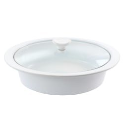 Gibson Elite Stoneware Casserole With Glass Lid, 2-Quart, White