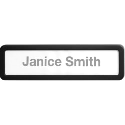 Lorell Recycled Plastic Cubicle Nameplate - 1 Each - 0.9" Width x 2.7" Height - Plastic - Black