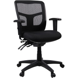 Lorell® Ergonomic Mesh/Fabric Mid-Back Managerial Swivel Chair, Black