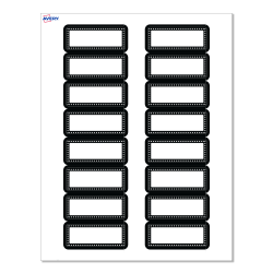 Avery® Print-To-The-Edge Labels With Sure Feed® Technology, S00-D24-PRWMP10, Rectangle, 1" x 2-5/8", Matte White, Preprinted Black & White Polka Dots Design, Pack Of 160