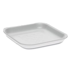 Pactiv Evergreen Foam Trays, Supermarket, #1S, 5-1/8" x 5-1/8" x 5/8", White, Pack Of 1,000 Trays