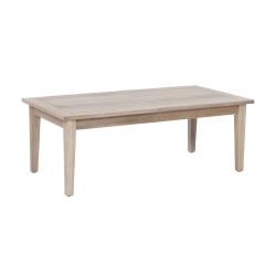 Linon Lascher Outdoor Rectangle Wood Coffee Table, 16-3/4"H x 45-3/5"W x 23-4/5"D, Natural