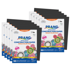 Prang Construction Paper, Medium Weight, 9" x 12", Black, 50 Sheets Per Pack, Set Of 10 Packs