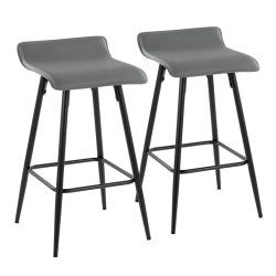 LumiSource Ale Faux Leather Counter Stools, Gray/Black, Set Of 2 Stools