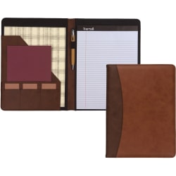 Samsill Two-Tone Padfolio, Resume Portfolio, Business Portfolio, with 8.5 x 11" Writing Pad, Brown and Dark Brown (71656) - PU Leather - Brown, Black, Tan - 1 Each