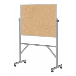 Ghent Reversible Cork Bulletin Board, 78 1/4" x 53 1/4" x 20", Aluminum Frame With Silver Finish