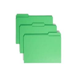 Smead® Color File Folders, With Reinforced Tabs, Letter Size, 1/3 Cut, Green, Box Of 100