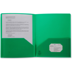 Business Source 2-Pocket Poly Portfolio, Letter Size, 8-1/2" x 11", Green