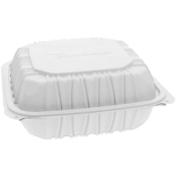 Pactiv Evergreen EarthChoice® Vented Microwavable MFPP Hinged Lid Containers, 3-Compartment,  White, Carton Of 146 - YCNW0853