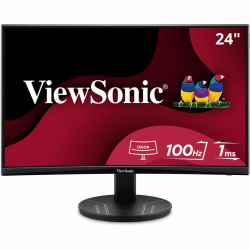 ViewSonic VA2416C 24 Inch Full HD 1080p Frameless Curved Monitor with Variable Refresh Rate, Eye Care, HDMI, and DisplayPort Inputs  - VA2416C