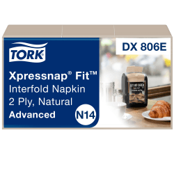 Tork® Xpressnap Fit® Interfold Dispenser Napkins, 2-Ply, 6.5 x 8.39, Natural, 120/Pack, 36 Packs/Carton