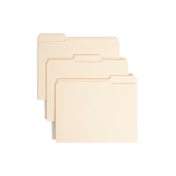 Smead® Manila Reinforced Tab Fastener Folders, Letter Size, 1/3 Cut, Pack Of 50