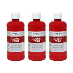 Handy Art Acrylic Paints, 16 Oz, Brite Red, Pack Of 3 Paints