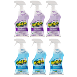 OdoBan Odor Eliminator Disinfectant Spray, Lavender And Fresh Linen Scent, 32 Oz, Case Of 6 Bottles