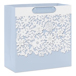 Hallmark Signature 10.4" Large Square Gift Bag (Floral Lace on Periwinkle)