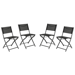 Flash Furniture Brazos Series Outdoor 4pcs Folding Chair with Flex Comfort Material and Metal Frame, Black