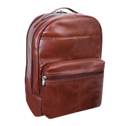 McKlein PARKER, 15" Leather Dual-Compartment Laptop Backpack, Brown