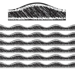 Ashley Productions Magnetic Borders, Black Scribble Chalk, 12 Borders Per Pack, Set Of 6 Packs