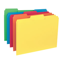 Smead® Color Interior Folders, 1/3 Cut, Letter Size, Assorted Colors, Box Of 100