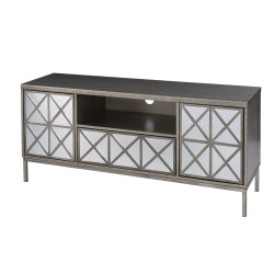 SEI Furniture Downley Storage TV/Media Stand, 24"H x 53-3/4"W x 15-3/4"D, Silver