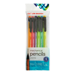 Office Depot® Brand Mechanical Pencils, HB, 0.7mm, Assorted Barrel Colors, Pack Of 6