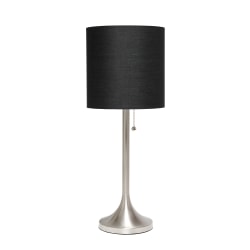 Simple Designs Tapered Table Lamp, 21"H, Black Shade/Brushed Nickel Base