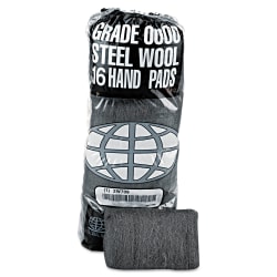 GMT Industrial-Quality Steel Wool Hand Pad, #0 Fine, Steel Gray, 16/Pack, 12 Packs/Carton
