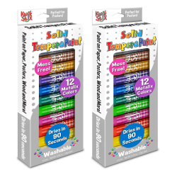 The Pencil Grip Kwik Stix Solid Tempera Paint Sticks, Metallix, Pack Of 12 Sticks, Set Of 2 Packs