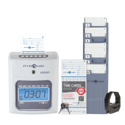 Pyramid Time Systems Small Business 2500 Time Clock Bundle, Unlimited Employees, Ivory