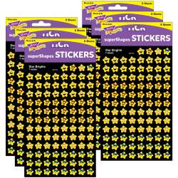 Trend superShapes Stickers, Star Brights, 800 Stickers Per Pack, Set Of 6 Packs