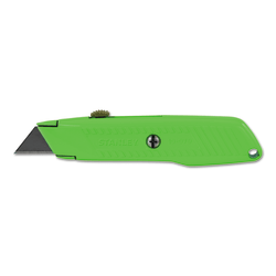 Interlock® High Viz Retractable Utility Knife, 5-7/8 in L, Carbon Steel, Green