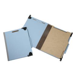 SKILCRAFT® 6-Section Fastener Hanging File Folders, 2" Expansion, Letter Size, 60% Recycled, Light Blue, Box Of 10 (AbilityOne7530-01-621-6198)